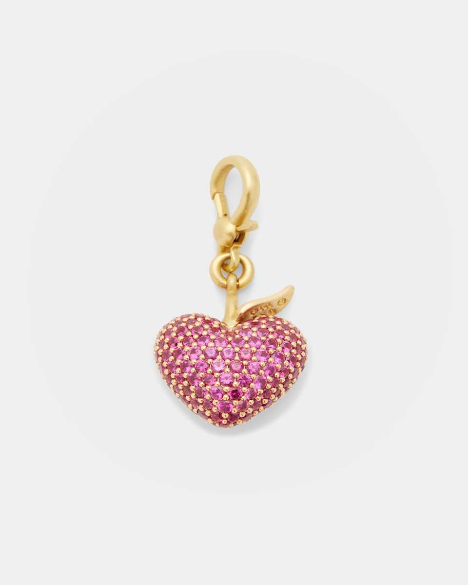 Yellow Gold Heart Charm with Rubies